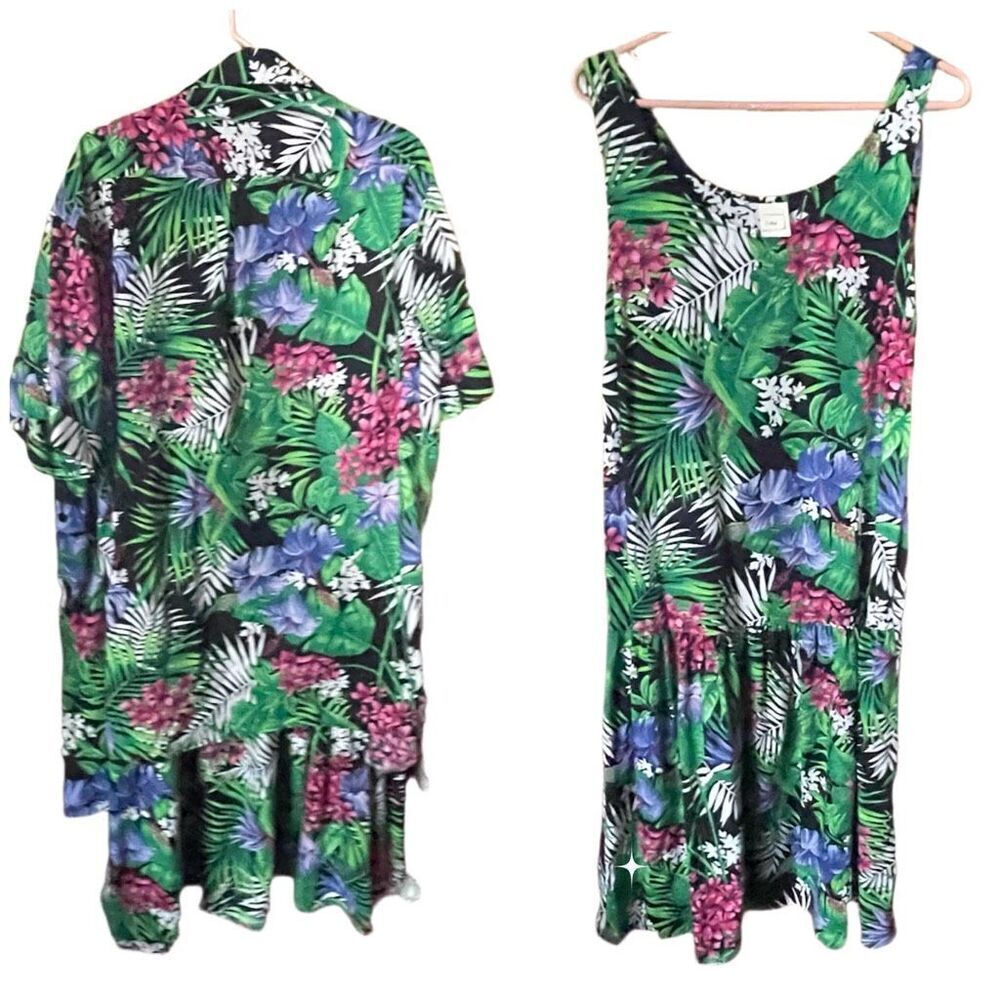 Vintage A.S.Elliot size 14 made in U.S.A. 2 piece tropical dress.